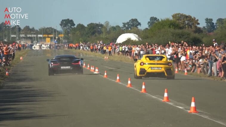 Ferrari F12tdf vs Rimac Nevera drag race