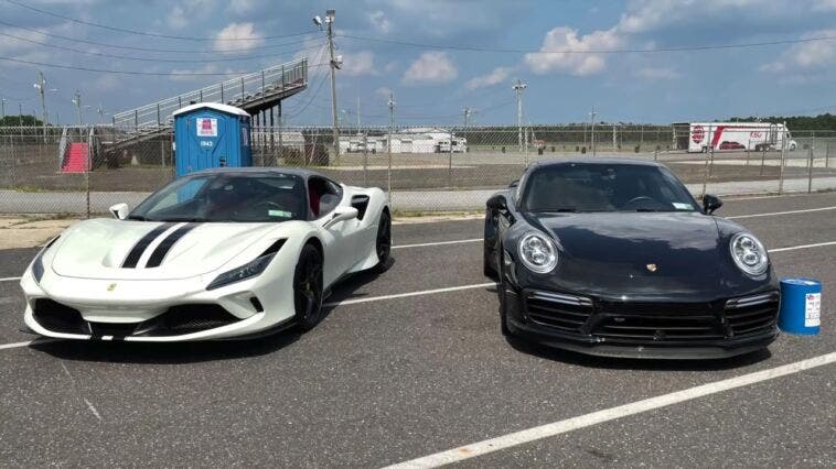 Ferrari F8 Tributo vs Porsche 911 Turbo S modificata drag race