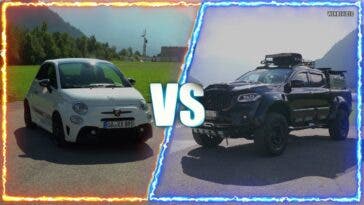 Abarth 595 Competizione vs Mercedes Classe X modificato drag race