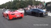 Ferrari 458 Spider vs Rolls-Royce Ghost drag race