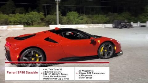 Ferrari SF90 Stradale vs Tesla Model S Plaid drag race