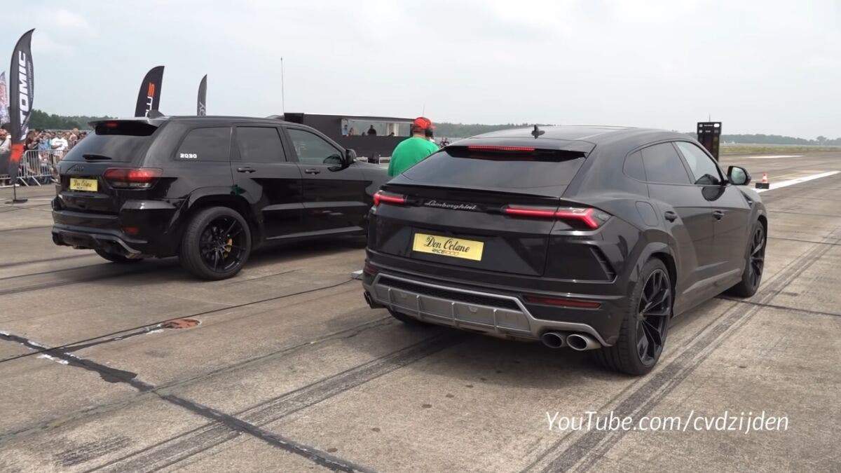 Jeep Grand Cherokee Trackhawk vs Lamborghini Urus drag race