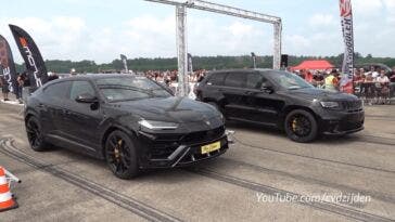 Jeep Grand Cherokee Trackhawk vs Lamborghini Urus drag race