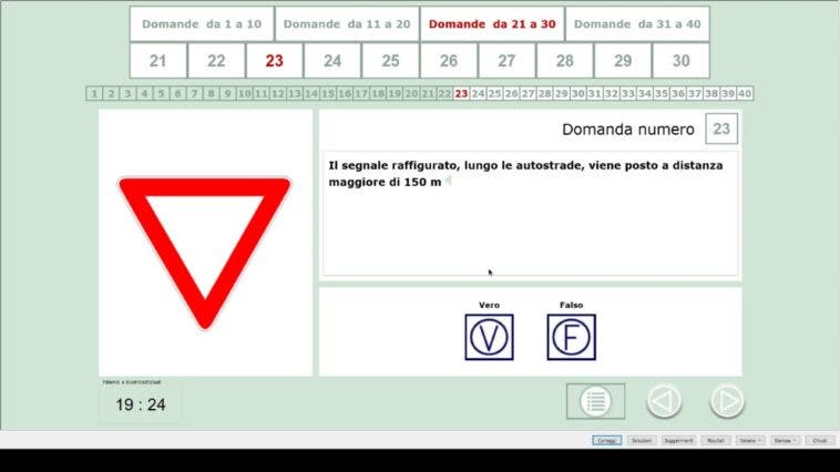 Esame teorico coi quiz patente