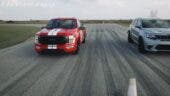 Jeep Grand Cherokee Trackhawk vs Ford F-150 drag race