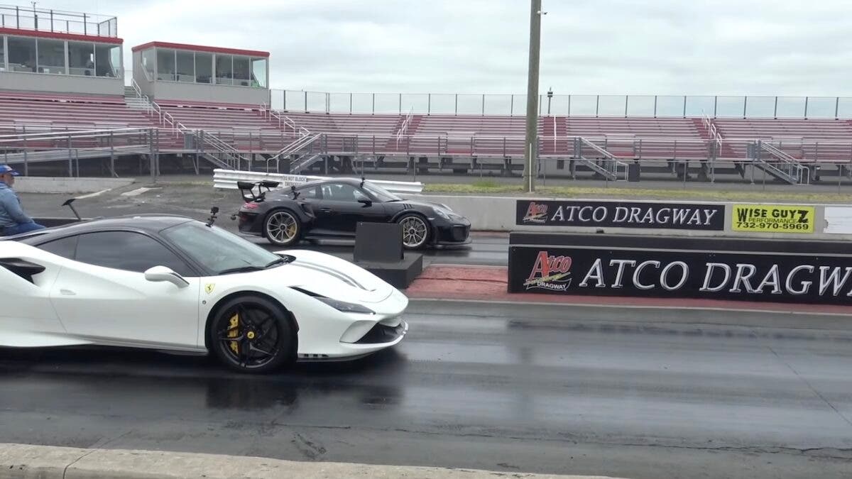 Ferrari F8 Tributo Porsche 911 Carrera GT2 RS Drag Race