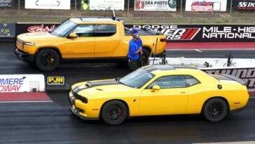 Rivian R1T vs Dodge Challenger Hellcat