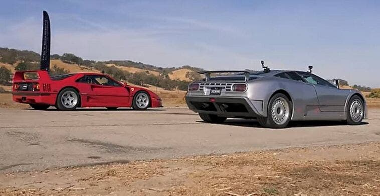 ferrari f40 drag race bugatti eb110