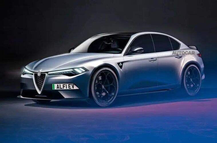 Alfa Romeo Giulia EV render Autocar