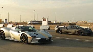 Drag race Ferrari Daytona SP3 Pagani Huayra