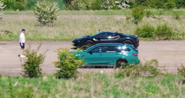 Ferrari SF90 Spider drag race BMW M3