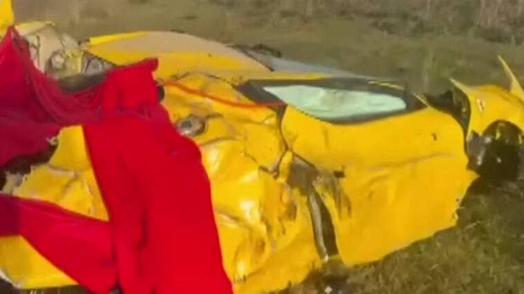 Ferrari 296 GTS crash