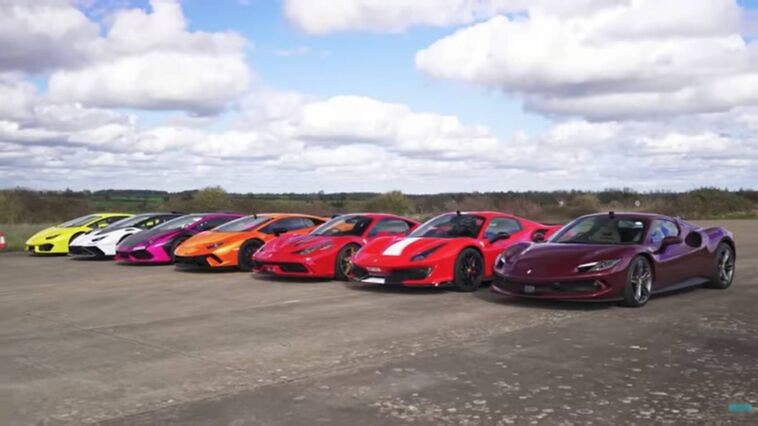Ferrari Lamborghini drag race