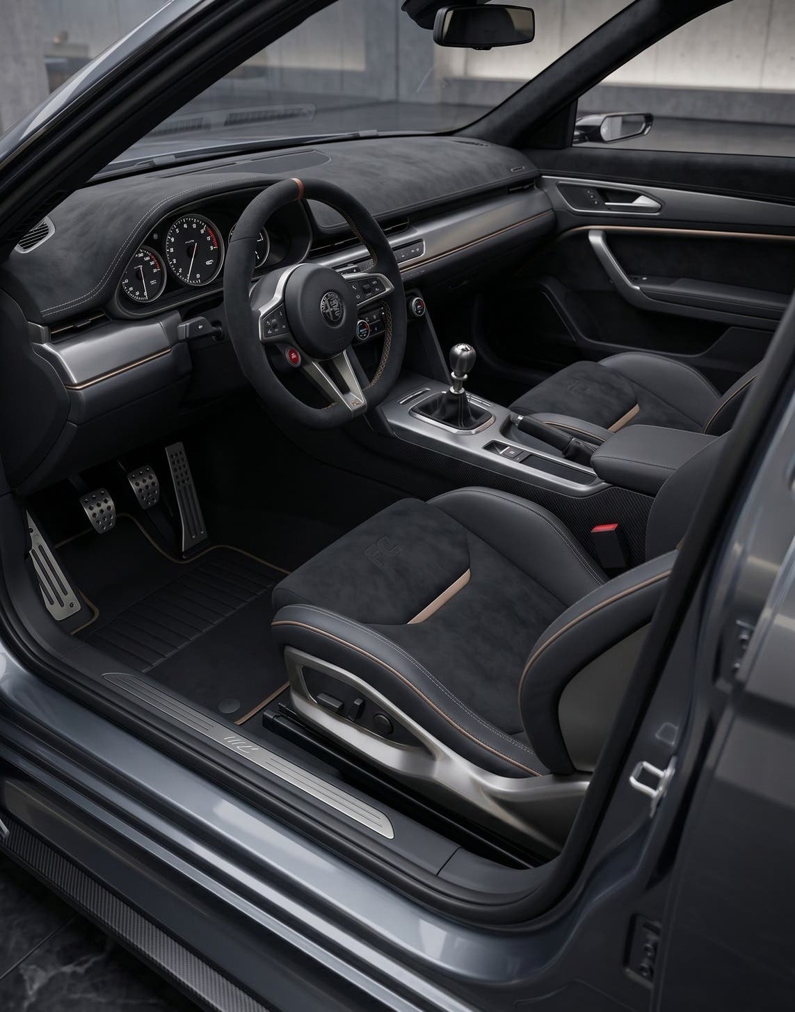 Rendering della nuova Alfa Romeo 164 virtuale in stile restomod, con design moderno ispirato alla berlina originale.